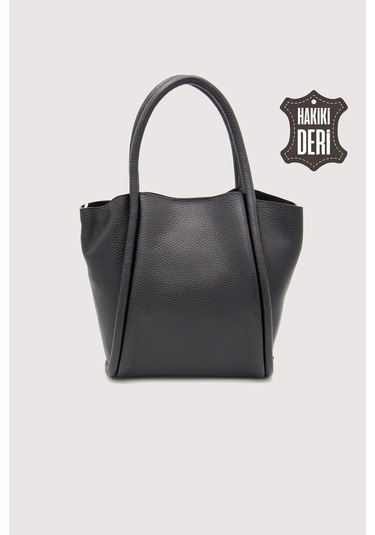 Hakiki Deri Kadın Organizerlı El Çantası Siyah Smr9206 Siyah