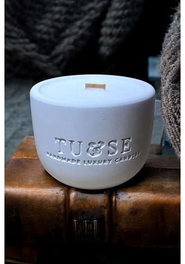 Tuse Candles Beyaz Beton Mum