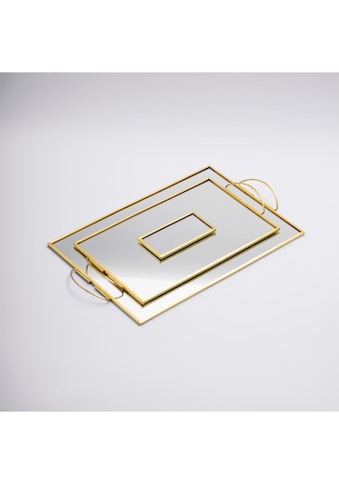3 Parça Ayna Nişan Takımı Pirinç & Gold