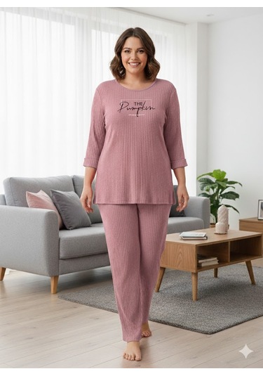 Kadın Pembe Pumpkin Pijama Takımı Pembe
