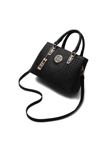 Dancemonkey Nakışlı Kadın Omuz Çantası - Siyah, Çapraz Taşıma İçin Uygun Siyah