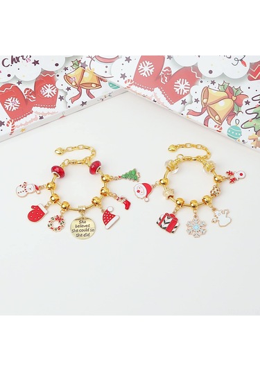 Kangvka Noel Sayım Takvimi Kutusu: Zinc Alyüminyum Dıy Bileklik Ve Kolye Seti - 22 Charm Boncuk İle Kişiselleştirilebilir