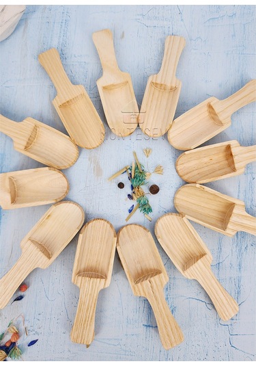 Nergis Ahşap Tahta Servis Baharat Şeker Kahve Reçel Kaşığı 12 Li