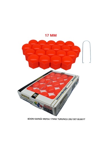 Bijon Kapağı Düz 17 Mm Turuncu 20 Li Set