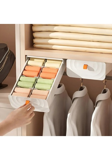 Tenfowee Dayanıklı Abs Plastik Çok Amaçlı Giysi Organizatörü - 8 Bölmeli, Taşınabilir Ve Ayarlanabilir Beyaz