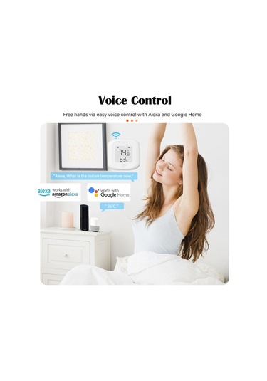 Zigbee Sıcaklık Lcd Ekranlı Akıllı Sıcaklık Nem Monitörü Beyaz