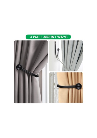 Hfambition Mat Siyah Alüminyum Pencere Perde Braketleri 4'lü Set - Dayanıklı, Yük Taşıma, Kaydırıcı Korumalı Ev Dekorasyon Aksesuarı