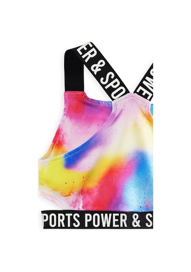 Denokids Batik Kız Çocuk Crop Top Spor Tayt Takım Renkli Çok Renkli