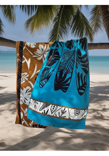 Cherir Mikrofiber Plaj Havlusu 420777460 Mavi-turkuaz