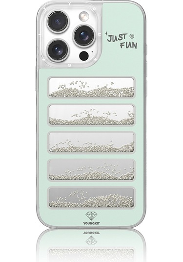 İphone Uyumlu 16 Pro Max Kılıf Aynalı Ve Boncuklu Tasarım Youngkit Jump Serisi Kapak Açık Yeşil