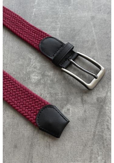 Erkek Hasır Örgü Kemer Bordo