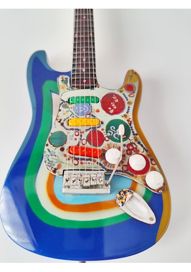 El Yapımı 1/4 Ölçek Minyatür Elektro Gitar Stratocaster Rocky Bl