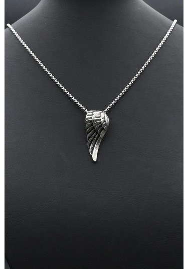 Kanat Motifli Kolye Paslanmaz Çelik Zincir 902293 Gümüş