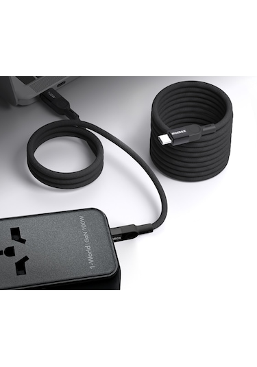 Momax DC35D Mag Link USB-C To USB- C 100 W USB2.0 Manyetik Kablo 1 M Siyah