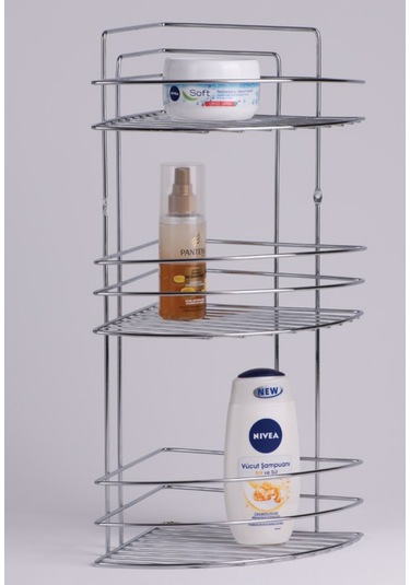 2 Adet Banyo Köşeliği Üçlü Köşe Duş Rafı Şampuanlık Paslanmaz