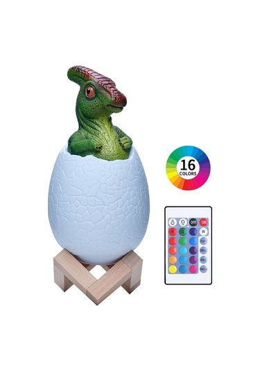 Moly Parasaurolophus 3d Led Gece Lambası, 16 Renkli Kumandalı, Akıllı Ev Dekorasyonu, Şarj Edilebilir, Pvc Malzeme Diğer