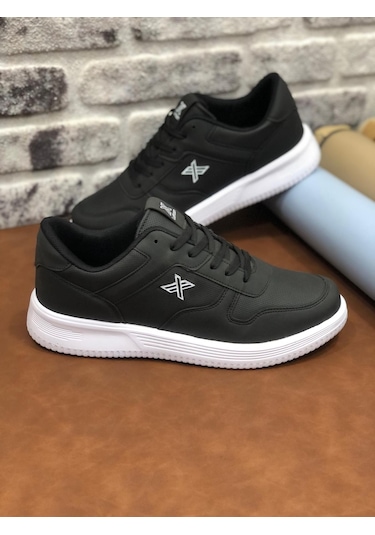 Deritarz Luttoon Büyük Numara 45-46-47-48 Ortopedik Erkek Spor Ayakkabı Siyah Beyaz