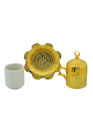 Lalezar 6 Kişilik 24 Parça Altın Renkli Türk Kahvesi Fincan Seti