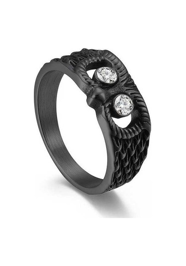 Fastbuy Siyah Titanyum Çelik Yüzük, Vintage Hayvan Paslanmaz Çelik, Kadın Punk Takı, Çift Yüzükler, Erkekler İçin, 12 Siyah Siyah