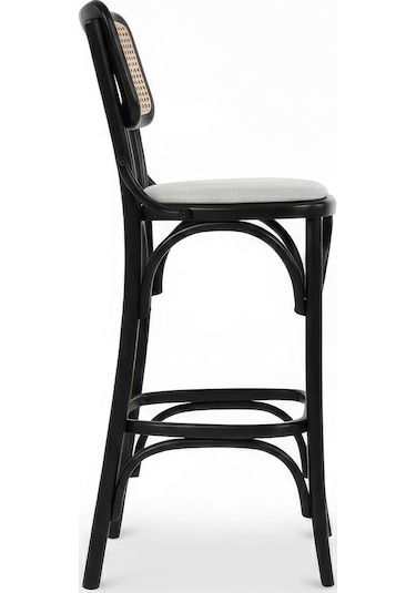 Sofa Hazeranlı Ahşap Bar Sandalyesi Siyah