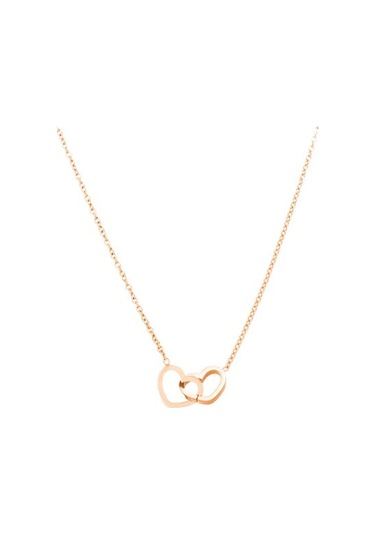 Çift Kalp Kolye Oyuk Kalp Kolye Zincir Kolye Sevgililer Günü Doğum Günü Yıldönümü Rose Gold