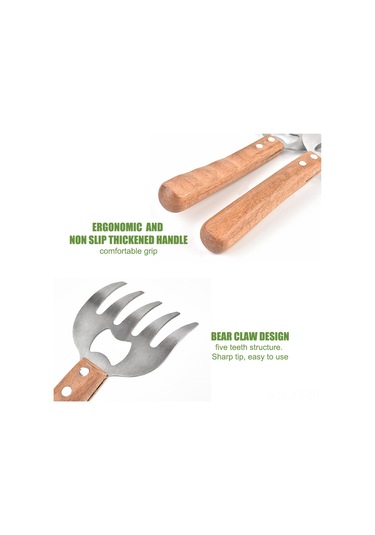 Xiyyadms Paslanmaz Çelik Et Pençesi - Uzun Ahşap Saplı, Kaymaz Tutuşlu, Kolay Temizlenir Bbq Ve Et Ayırma Aleti Diğer