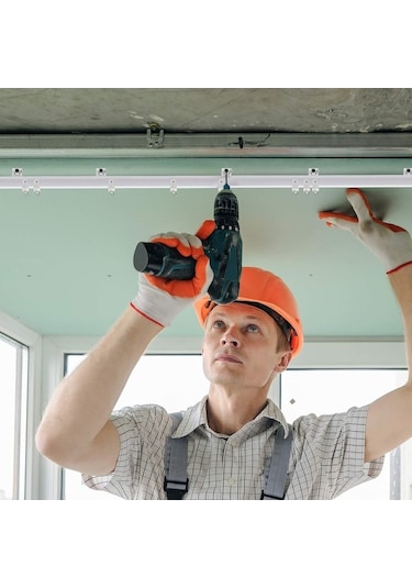 Ebitda 5 Metre Esnek Perde Rayı Seti - Tavan & Yan Montaj, 30 Kanca & Kasnaklı, Plastik Çelik, Beyaz