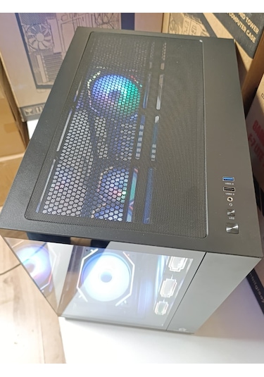 Game Master F7 Lite 7 Fanlı Argb Kumandalı Kontrolcülü Gaming Pc Kasa Akvaryum Kasa