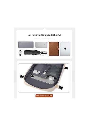 Sırtçantası Kadın Büyük Kapasiteli Çok Fonksiyonlu Sırtçantası Creamy-white