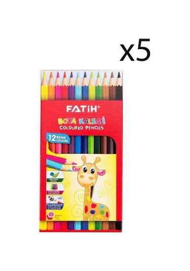 Fatih Kuru Boya 12 Renk Tam Boy 5 Adet Çok Renkli