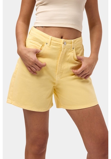 Itsbasic Kadın Light Sarı Diana 6s6-108 Relax Mom Fit Denim Şort