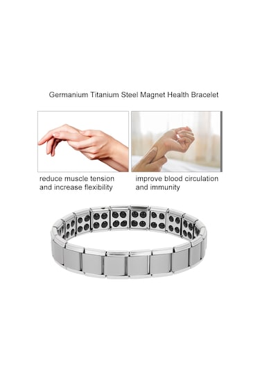 Tenfowee Germe Titan Çelik Bilezik - Kas Gerilimini Azaltır, Kan Dolaşımını Ve Esnekliği Artırır - Gümüş Renk, Dayanıklı Ve Kolay Bakım Silver
