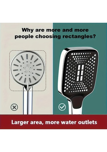 Kare Düğme Ayarlanabilir Duş Başlığı Gümüş: Süper Süper Şarjlı Duş Başlığı Kare Su Çıkışı Ev Tipi Su Isıtıcısı Tek Elle Sprey Duş Başlığı Gümüş