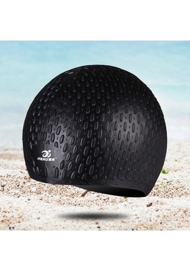 Ankatek Sones Büyük Versiyon Su Damlası Şekilli Silikon Yüzme Bonesi Siyah Je Siyah Siyah