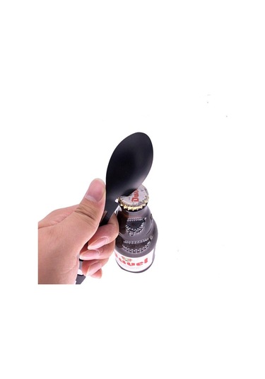 Siyah Paslanmaz Çelik Kamp Çatal Kaşık Çok Fonksiyonlu Kaşık 10 In 1 Entegre Çatal Kaşık Açık Çatal Kaşık Piknik Kesme Bıçağı Şişe Konserve Açacağı Siyah