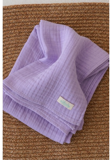 Organik Pamuk Ekstra Yumuşak 4 Katlı Müslin Battaniye Lavanta 85x100 CM Açık Mor