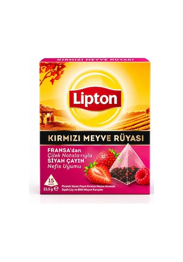 Lipton Kırmızı Meyve Rüyası Çilek Aromalı Piramit Poşet Çay 15'li