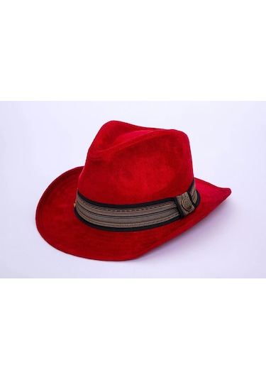 Twingold İsme Özel Süet Kovboy Fötr Şapka - Ab01007 - Bordo Bordo