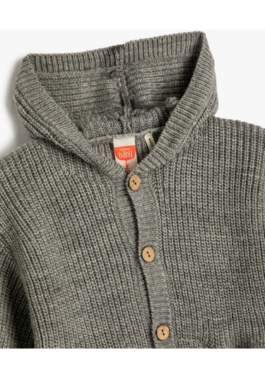 Koton Kapşonlu Örgü Hırka Düğme Kapamalı Cep Detaylı Gri 4wmb90001tt 4WMB90001TT031 Gri