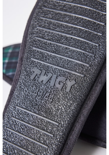 AC&Co / Altınyıldız Classics Erkek Siyah-kırmızı Twigy Yumuşak Taban Ev Terliği Damat Çeyiz Siyah - Kırmızı