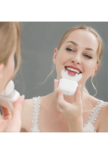 Ultrasonik Elektrikli Diş Fırçası, Yetişkinler İçin U Şekilli Otomatik Diş Fırçası 360 Tüm Ağız Diş Fırçası Beyazlatma Kablosuz Şarj