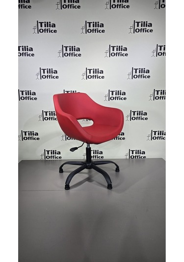 Monaco Çalışma Kesim Kuaför Koltuğu Yonca Sabit Siyah Ayak Kırmızı