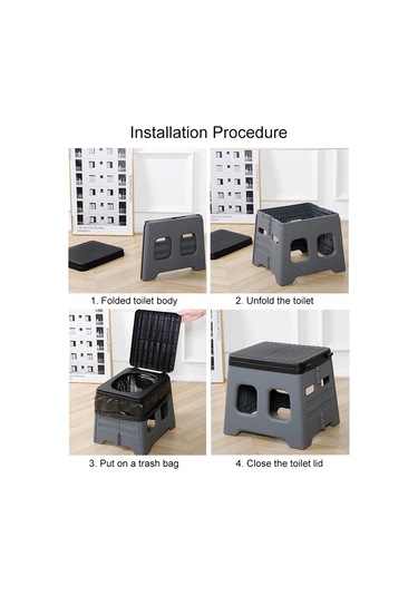 Kamp Araba Çadırı Katlanır Tuvalet Ve 1 Rulo Çöp Torbaları Siyah