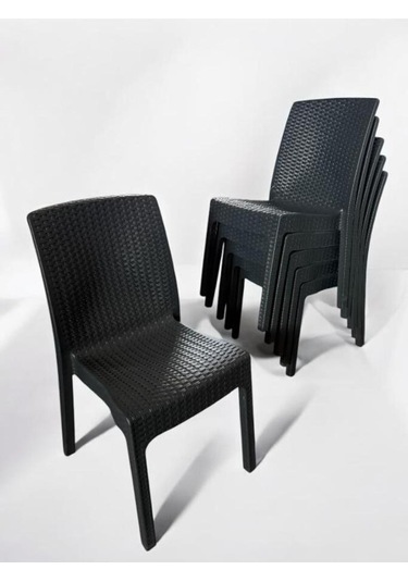 6 Adet Kolsuz Rattan Sandalye Antrasit Antrasit