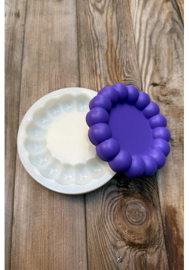 Bubble Dairesel Tombul Silikon Tepsi Kalıbı Beyaz