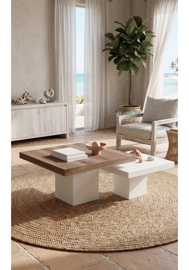 Most Marmoris Mermer Görünümlü Mdf Orta Sehpa Set Ceviz - Aytaşı