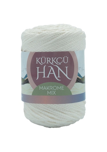 Kürkçü Han Makrome Mix 200gr 120m El Örgü İpi Beyaz