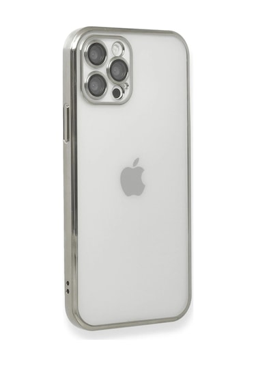 Durukar Apple Uyumlu iPhone 12 Pro Max Kılıf Lensli Silikon - Gümüş