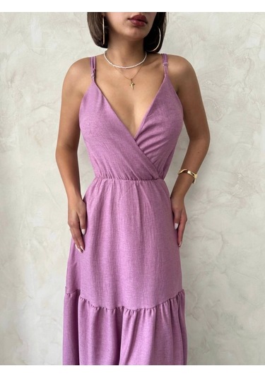 Fırfırlı Katlı Elbise S255049 Gül Kurusu