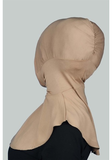 Kadın Tesettür Pratik Boyunluklu Hijab - Sporcu Bone Koyu Bej